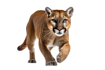 High-resolution cougar isolated on transparent background for wildlife design projects and nature-themed illustrations featuring majestic big cat concepts