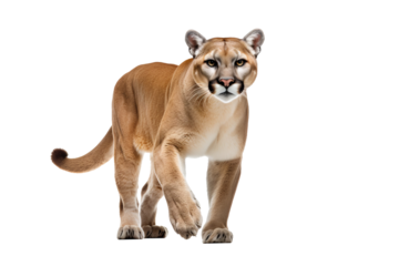 High-resolution cougar isolated on transparent background for wildlife design projects and nature-themed illustrations featuring majestic big cat concepts