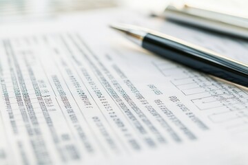 Close-up of a document with black pens, emphasizing the details of paperwork and organization in a professional setting.