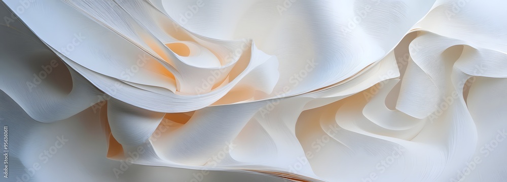 Poster 23. abstract, layered paper forms creating a flowing, textured arrangement with a sense of three-dim