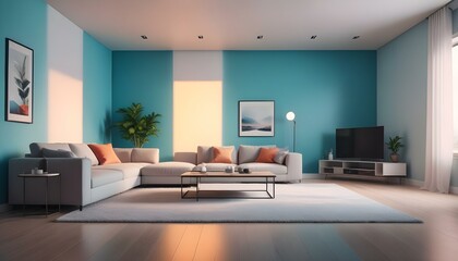 Photo interior modern design room 3d illustration