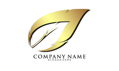 Gold leaf logo design vector