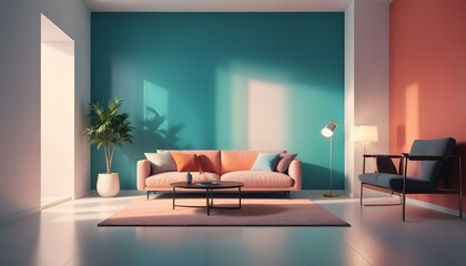 Photo interior modern design room 3d illustration