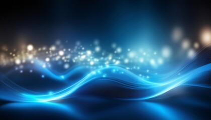 Fototapeta premium big neon wave background for design; shining blue abstract backdrop with festive bokeh