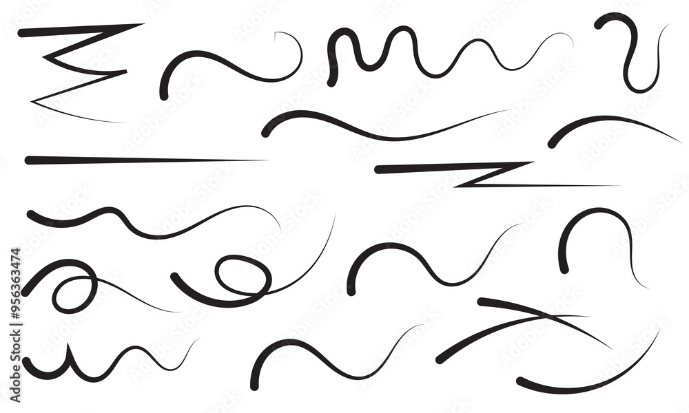 Poster squiggle brush scribble underline. marker pen emphasis highlight swoosh stroke. vector swoosh brush 