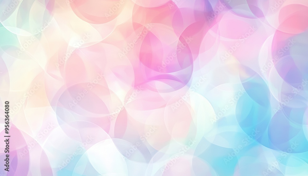 Poster soft pastel abstract background with gentle circles and blurred edges, creating a dreamy and calming
