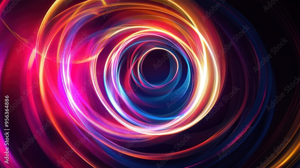 Poster vibrant and dynamic swirl of colors, creating a captivating light effect in a mesmerizing abstract b