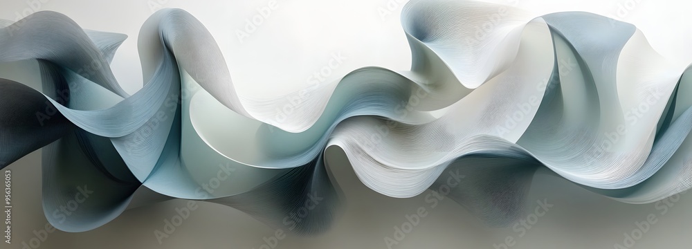 Poster 18. interlocking translucent paper shapes arranged in a flowing, layered composition with depth