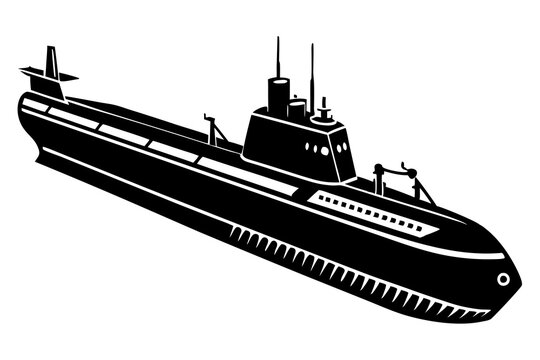 black submarine on white background