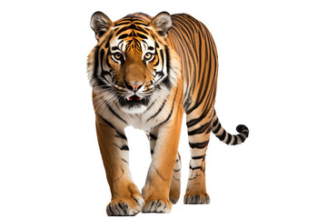 Obraz premium Majestic tiger isolated on transparent background, perfect for wildlife conservation, animal art projects, and bold graphic design concepts featuring the fierce beauty of big cats