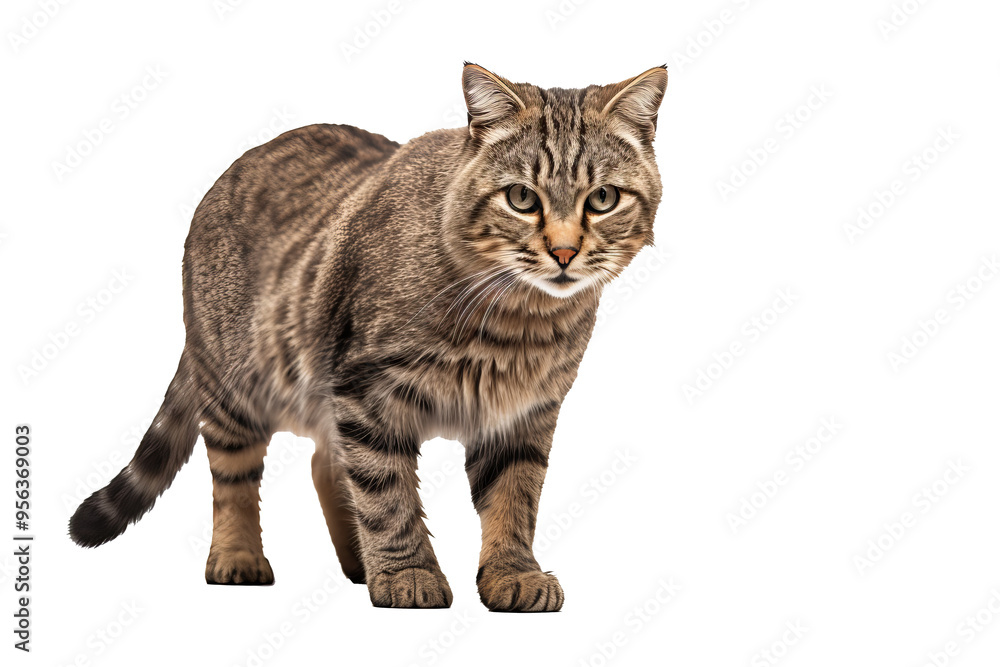 Wall mural realistic high-resolution tabby cat isolated on transparent background for creative design projects 