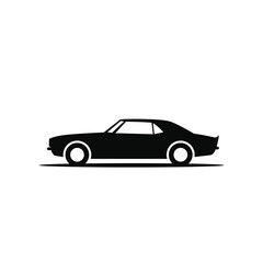 Classic muscle car side view silhouette icon. Vector illustration