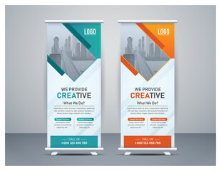 Corporate Roll Up Banner template design. Modern roll up vector layout design. Display.