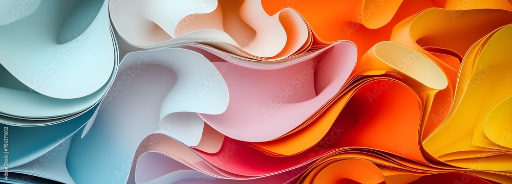 Aufkleber 8. abstract composition of overlapping paper cutouts forming a dynamic, fluid 3d effect