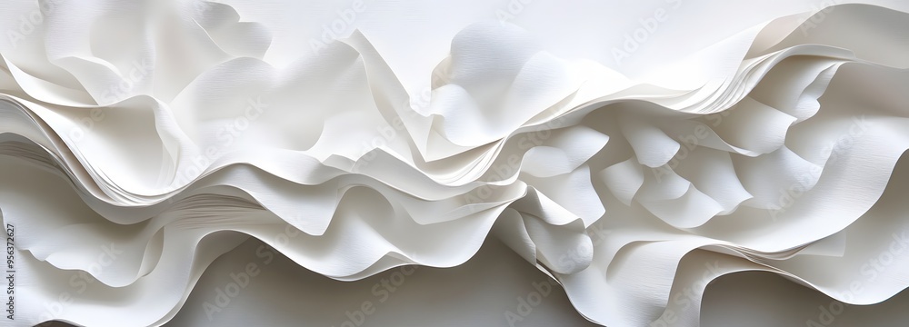 Poster 10. organic, flowing paper elements arranged to create a layered, textured three-dimensional pattern