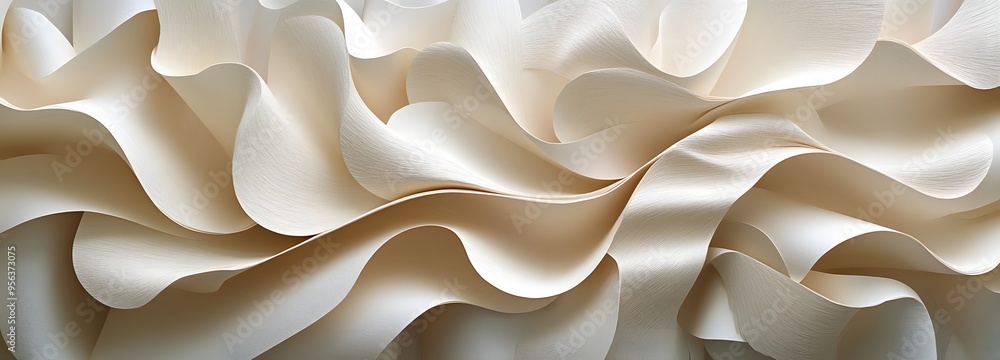 Poster 10. organic, flowing paper elements arranged to create a layered, textured three-dimensional pattern