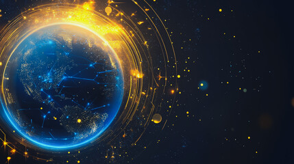 background Innovation network points Earth's surface wave background Abstract digital wave background information technology background The background is the background. gradient wave digital wave ban