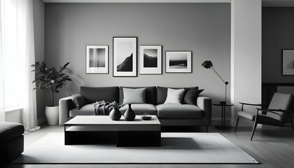 Fototapeta premium Photo interior modern design room 3d illustration