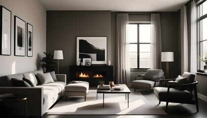 Photo interior modern design room 3d illustration