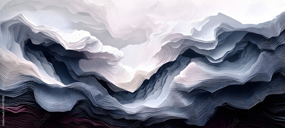 Poster 44. a series of overlapping paper cutouts creating a textured, layered 3d visual with varying depths