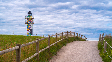 Coastal Path of Cabo de Ajo Lighthouse, Special Protection Area, SPA, Bareyo, Cantabria, Spain,...