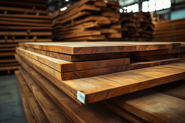 Warehouse with variety of timber for construction and repair