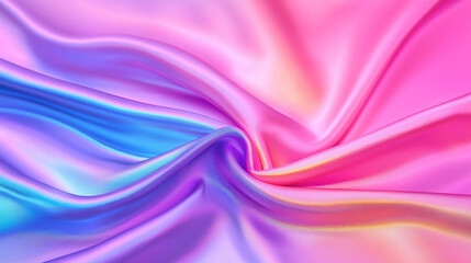 Obraz premium Close-Up of Vibrant Pink and Blue Satin Fabric with Soft Folds