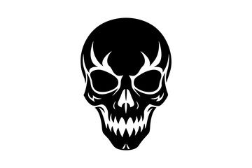 Skull, bone, halloween icon. Vector illustration, flat design.