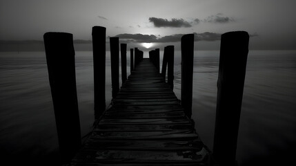 foggy morning on the pier