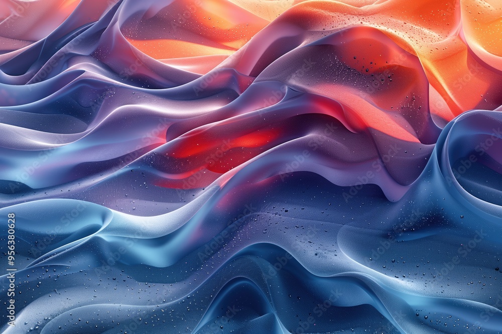 Poster colorful abstract wave patterns with gradient light background.