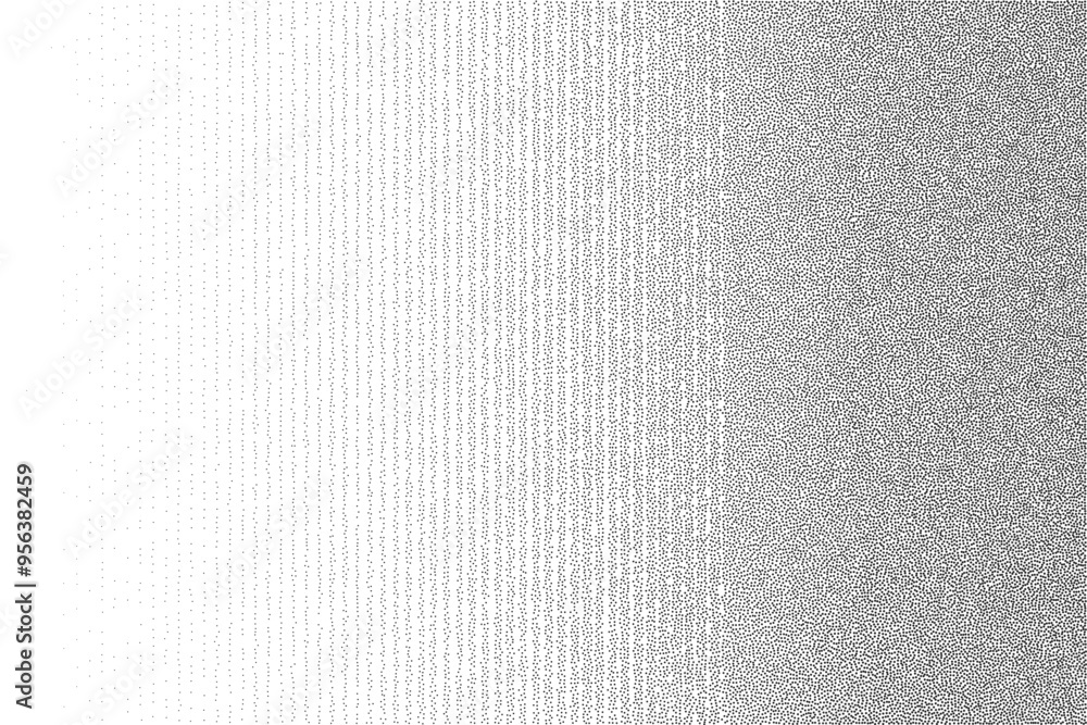 Poster vertical black parallel gradient noise stipple lines on a white background. minimalist abstract half