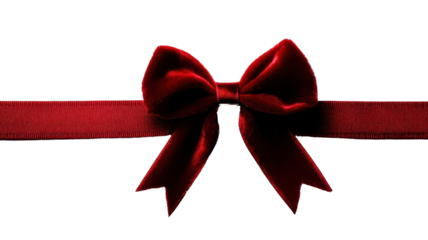 Elegant dark red velvet ribbon bow on black background. Perfect for gift decoration, holiday packaging, or festive designs.
