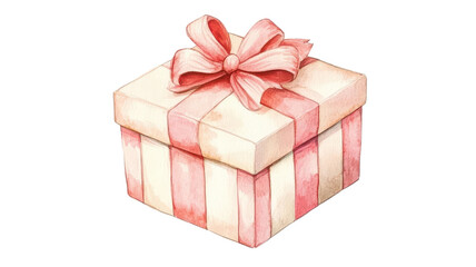 Obraz premium Beautifully wrapped gift box with a pink ribbon and bow, perfect for celebrations and special occasions. Ideal for festive and holiday designs.