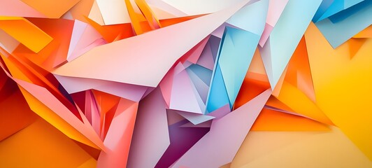 Obraz premium 39. Abstract composition of angular paper cuts forming a layered, 3D design with varying degrees of transparency