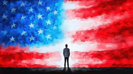 A survivor standing tall in front of a memorial