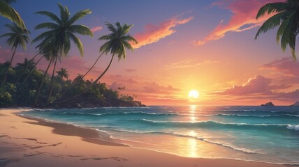 Peaceful tropical background Sunset in the tropic sunset over the sea