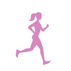 Vector shadow running woman illustration. Flat design.	
