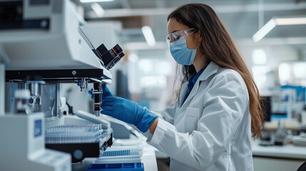 Biotech Engineer Working on a DNA Sequencing Machine