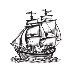 Happy Columbus day vector silhouette