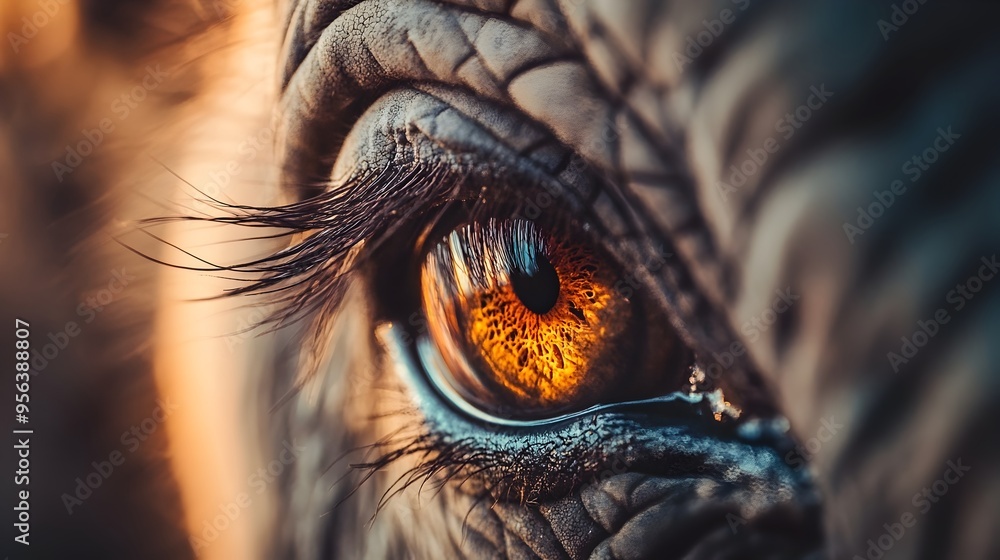 Poster captivating macro photograph of an elephant s mesmerizing eye with intricate lashes providing ample 