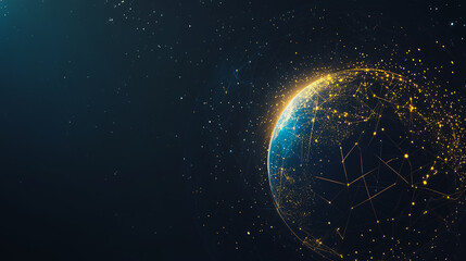 Obraz premium Abstract colorful business connection of lines from nodes It is connected to endless nodes and represents the innovation of communication cyber security in the network with black background 