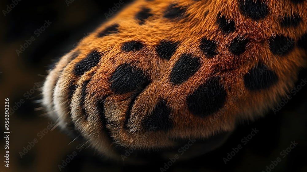 Aufkleber macro close up photography showcasing the intricate texture and pattern of a leopard s paw revealing