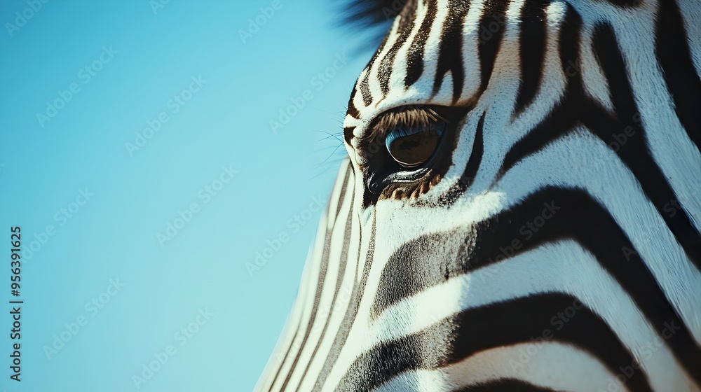 Aufkleber striking macro photograph highlighting the intricate striped patterns and textural details of a zebr