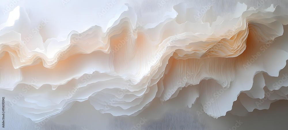 Poster 23. a series of overlapping, translucent paper forms creating a fluid, layered composition with vary