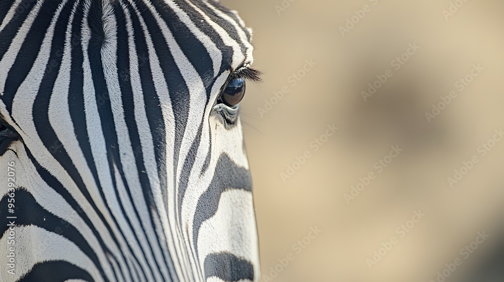 Poster stunning macro photography showcasing the intricate striped patterns and textural details of a zebra