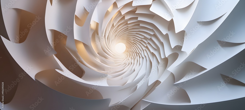 Poster 24. intricate paper shapes arranged in a radial pattern, forming a complex, three-dimensional visual