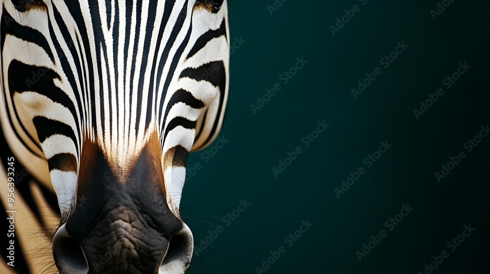 Poster striking macro photography showcasing the intricate striped fur patterns and textures of a zebra s m