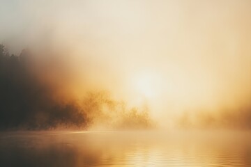 Fototapeta premium Early Morning Sky Soft Mist Golden Light Breaking Through