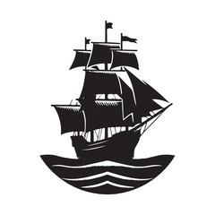 Happy Columbus day vector silhouette