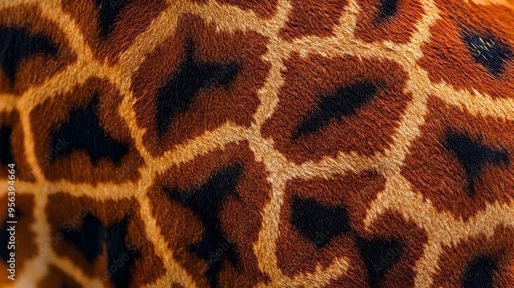 Poster mesmerizing macro photography capturing the captivating details and intricate patterns of a giraffe 